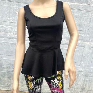 Blue Sketch S Black Peplum Tank Top! NEW!